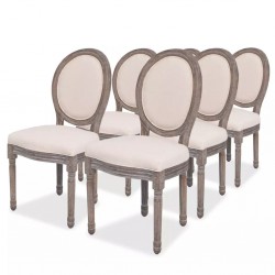 Sonata Трапезни столове, 6 броя, тапицерия от лен - Трапезни столове