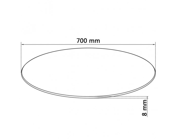 Sonata Темпериран стъклен плот за кръгла маса, 700 мм -