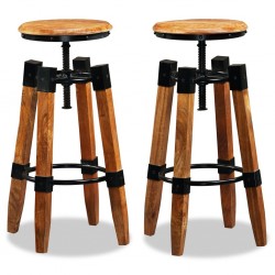 Sonata Бар столове, 2 бр, мангова дървесина масив и стомана - Бар столове