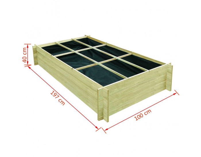Sonata Плантер за зеленчуци, FSC импрегниран бор, 197x100x40 см -
