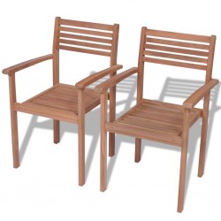 Sonata Стифиращи градински столове, 2 бр, тиково дърво масив - Градински столове