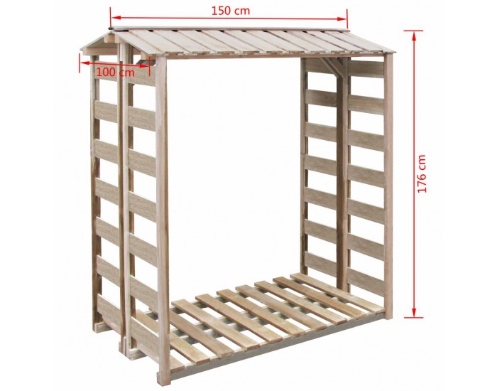 Sonata Навес за дърва за огрев, 150x100x176 cм, FSC импрегниран бор -
