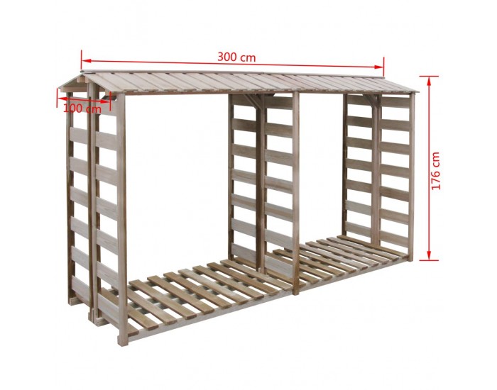 Sonata Навес за дърва за огрев, 300x100x176 cм, FSC импрегниран бор -