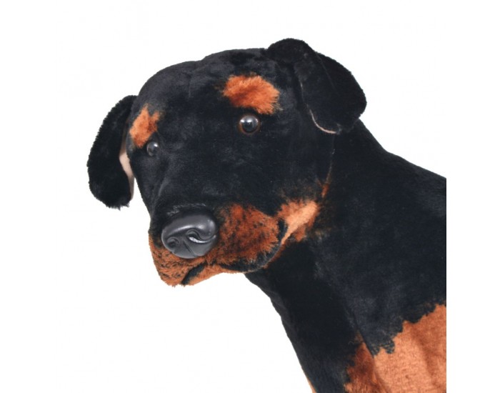 Sonata Плюшено детско куче ротвайлер за яздене, черно и кафяво, XXL -