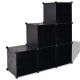 Sonata Шкаф за съхранение, на кубове, 6 отделения, черен -
