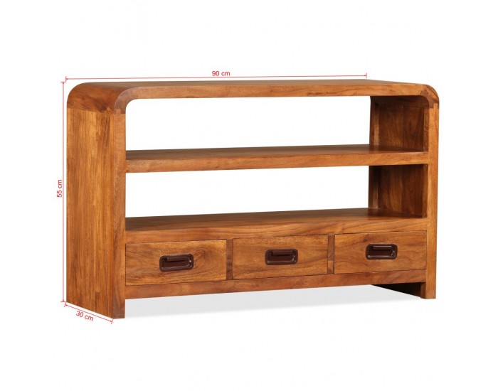 Sonata ТВ шкаф, масивна дървесина, финиш шишам, 90x30x55 cм -