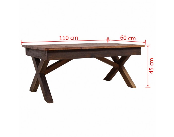 Sonata Маса за кафе, регенерирана дървесина масив, 110x60x45 cм -