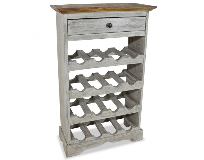 Sonata Стойка за вино, масивна регенерирана дървесина, 55х23х85 см -