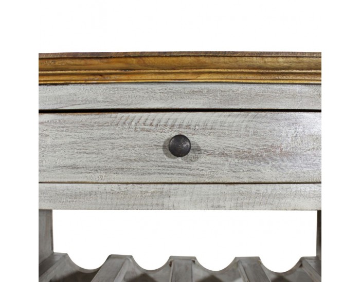 Sonata Стойка за вино, масивна регенерирана дървесина, 55х23х85 см -