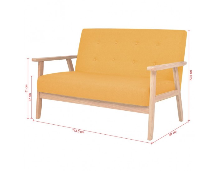 Sonata Двуместен диван, текстил, жълт -