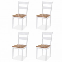 Sonata Трапезни столове, 4 бр, каучукова дървесина, бели - Трапезни столове