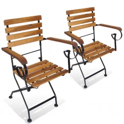 Sonata Сгъваеми градински столове, 2 бр, стомана и акация масив - Градински столове