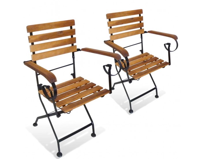 Sonata Сгъваеми градински столове, 2 бр, стомана и акация масив -