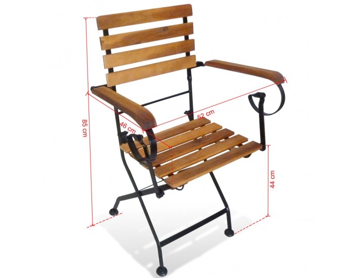 Sonata Сгъваеми градински столове, 2 бр, стомана и акация масив -