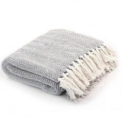Sonata Декоративно одеяло, памук, рибена кост, 160x210 см, сиво - Спално бельо