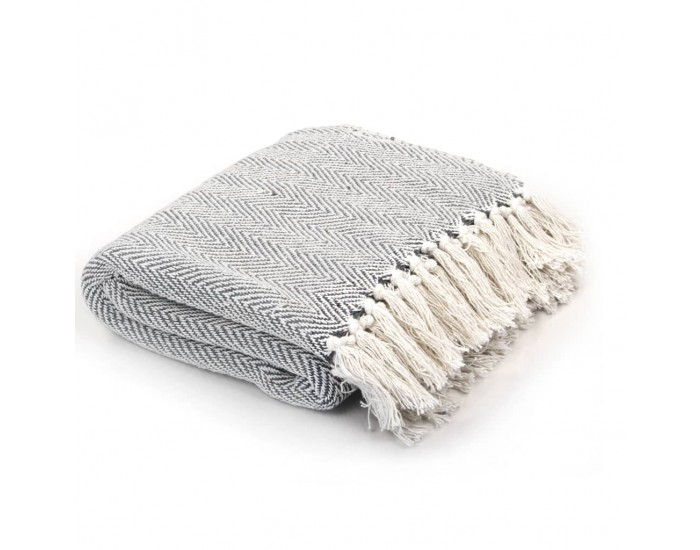 Sonata Декоративно одеяло, памук, рибена кост, 220x250 см, сиво -