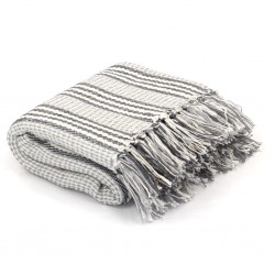 Sonata Декоративно одеяло, памук, ивици, 125x150 см, сиво и бяло - Спално бельо