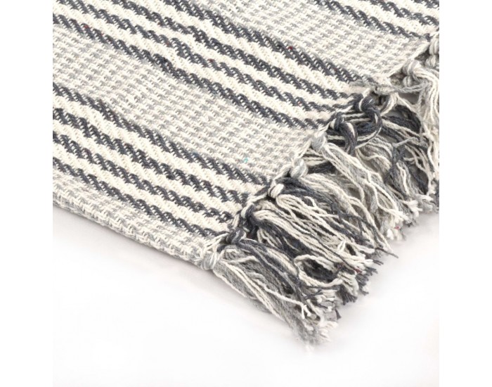 Sonata Декоративно одеяло, памук, ивици, 220x250 см, сиво и бяло -