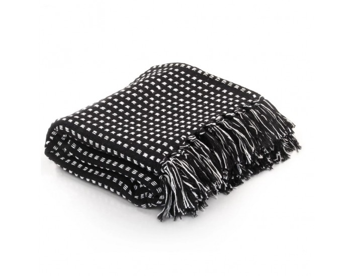 Sonata Декоративно одеяло, памук, каре, 125x150 см, черно -