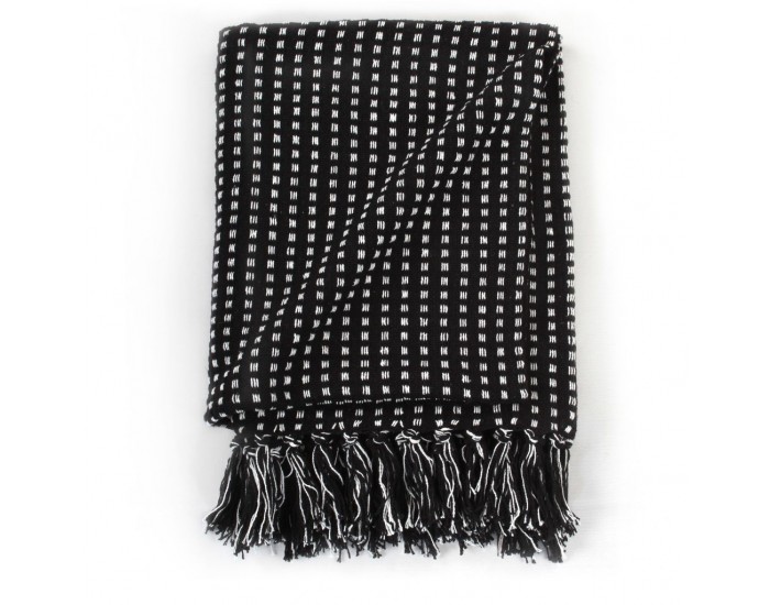 Sonata Декоративно одеяло, памук, каре, 160x210 см, черен -