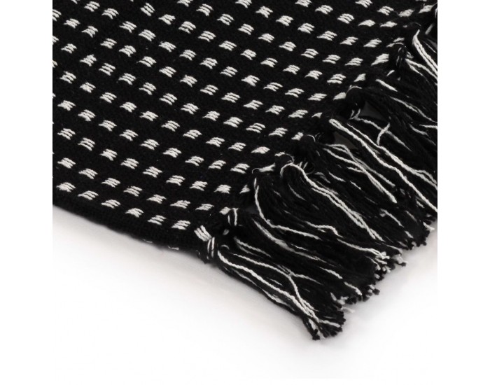 Sonata Декоративно одеяло, памук, каре, 160x210 см, черен -