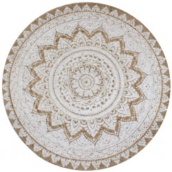 Sonata Плетен килим от юта с принт, 90 см, кръгъл - Дневна