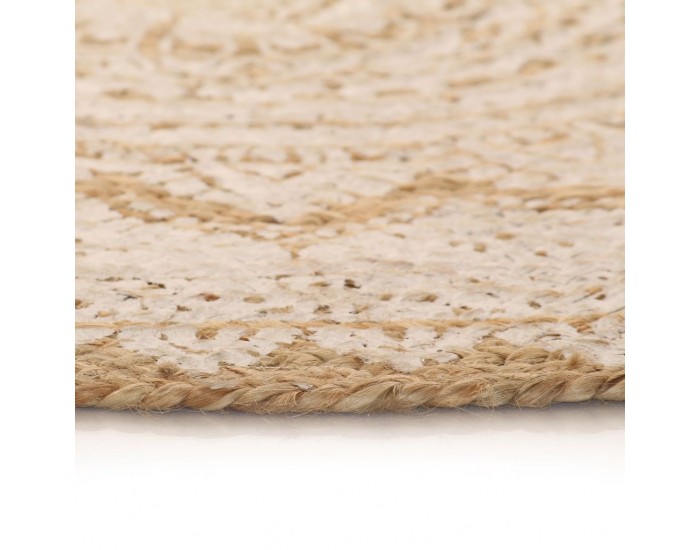 Sonata Плетен килим от юта с принт, 120 см, кръгъл -