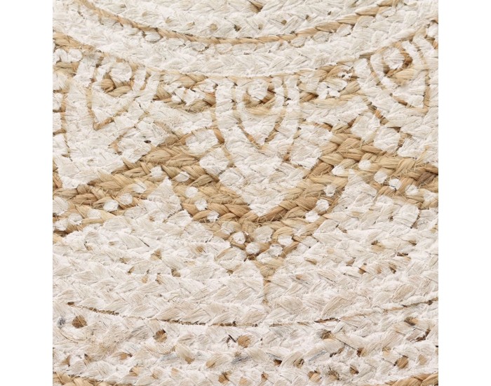 Sonata Плетен килим от юта с принт, 120 см, кръгъл -