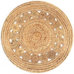 Sonata Плетен килим с дизайн, от юта, 90 см, кръгъл - Килими и Подови настилки