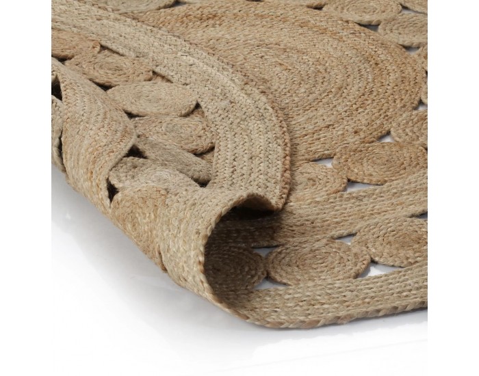 Sonata Плетен килим с дизайн, от юта, 90 см, кръгъл -