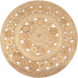Sonata Плетен килим с дизайн, от юта, 150 см, кръгъл - Килими и Подови настилки