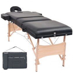 Sonata Сгъваема масажна кушетка с 3 зони, 10 см плътен пълнеж, черна - Оборудване за Масажно и Козметично студио