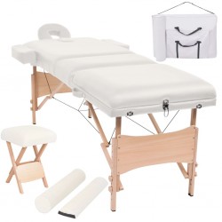 Sonata Сгъваема масажна кушетка с 3 зони, столче, 10 см пълнеж, бяла - Оборудване за Масажно и Козметично студио