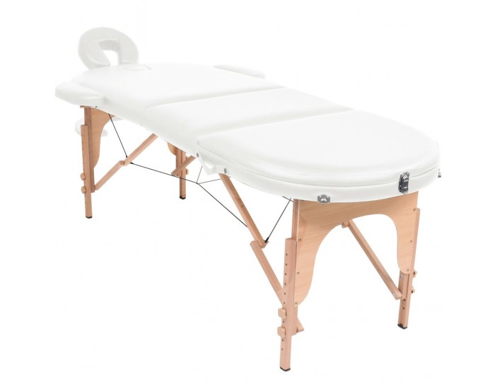 Sonata Сгъваема масажна маса, 10 см пълнеж, 2 овални болстера, бяла -