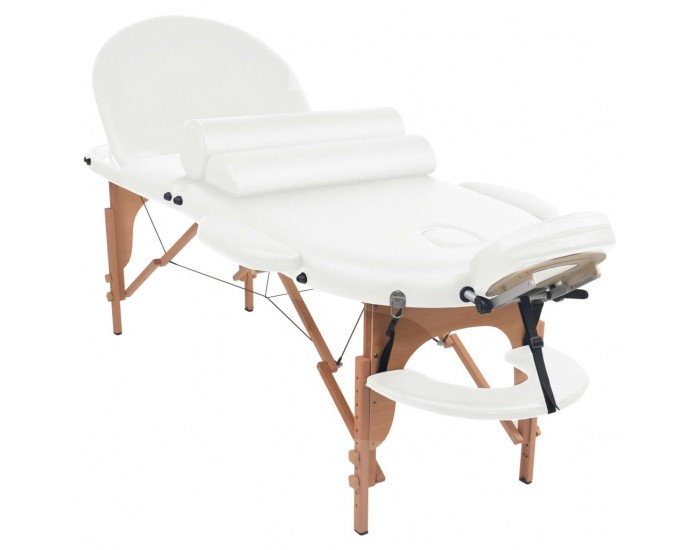 Sonata Сгъваема масажна маса, 10 см пълнеж, 2 овални болстера, бяла -