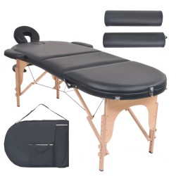 Sonata Сгъваема масажна маса, 10 см пълнеж, 2 овални болстера, черна - Офис