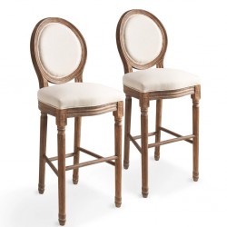Sonata Бар столове, 2 бр, лен, 48x52x123 см, кремавобели - Бар столове