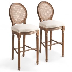 Sonata H Бар табуретки, 2 бр, бели, лен Sonata H Бар табуретки, 2 бр, бели, лен - Бар столове