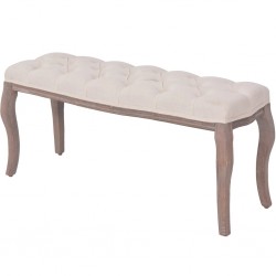 Sonata Пейка, лен и дървен масив, 110x38x48 см, кремаво бяла - Трапезни столове