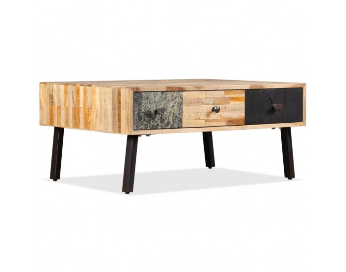 Sonata H Маса за кафе, регенериран тик масив, 90x65x40 cм