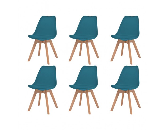 Sonata Трапезни столове, 6 бр, изкуствена кожа, масивно дърво, тюркоаз -