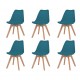 Sonata Трапезни столове, 6 бр, изкуствена кожа, масивно дърво, тюркоаз -