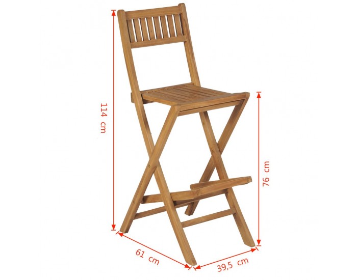 Sonata Сгъваеми градински бар столове, 2 бр, тиково дърво масив -