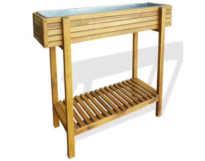 Sonata Градински плантер на стойка, акациева дървесина масив и цинк -