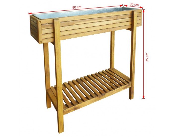 Sonata Градински плантер на стойка, акациева дървесина масив и цинк -