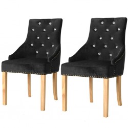 Sonata Трапезни столове, 2 бр, дъб масив, кадифе, черни - Столове