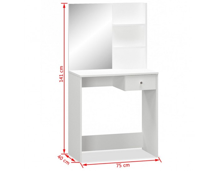 Sonata Тоалетна масичка, ПДЧ, 75x40x141 см, бяла -