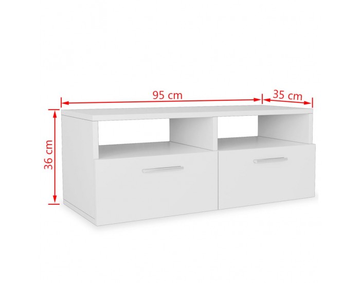 Sonata ТВ шкаф, ПДЧ, 95x35x36 см, бял -