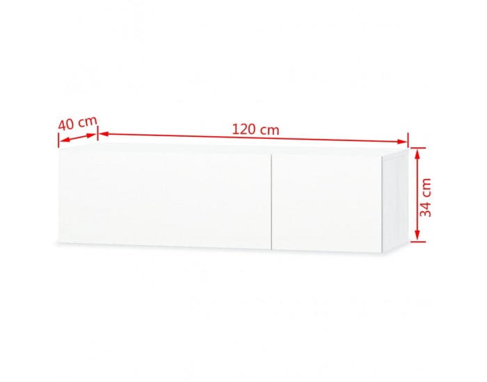 Sonata ТВ шкаф, ПДЧ, 120x40x34 см, силен гланц, бял -
