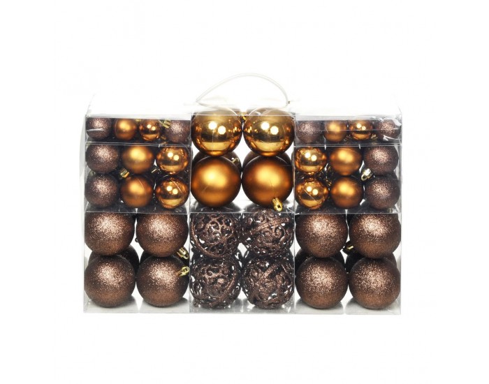 Sonata Комплект коледни топки от 100 части, 6 см, кафяво/бронз/злато -